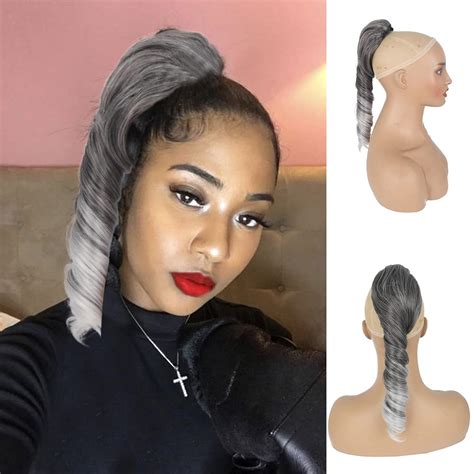 black small ponytail|gray ponytails for black women.